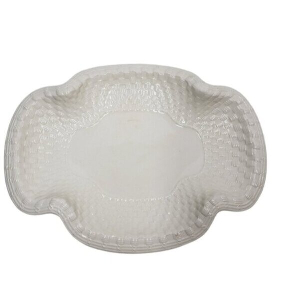 Vintage Spode Imperial Serving Platter Basket Weave Quatrefoil Ivory - Picture 1 of 16